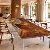 Custom Walnut Crystal Clear Live Edge Dining Table WDT004