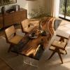 Custom Walnut Black Live Edge Dining Table WDT007