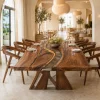 Custom Walnut Flower Live Edge Dining Table WDT012