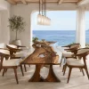 Custom Walnut Crystal Clear Live Edge Dining Table WDT014