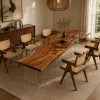 Custom Walnut Crystal Clear Live Edge Dining Table WDT015