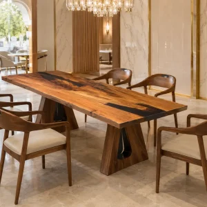 Custom Walnut Black Live Edge Dining Table WDT017