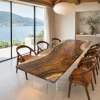 Custom Walnut Crystal Clear Live Edge Dining Table WDT019