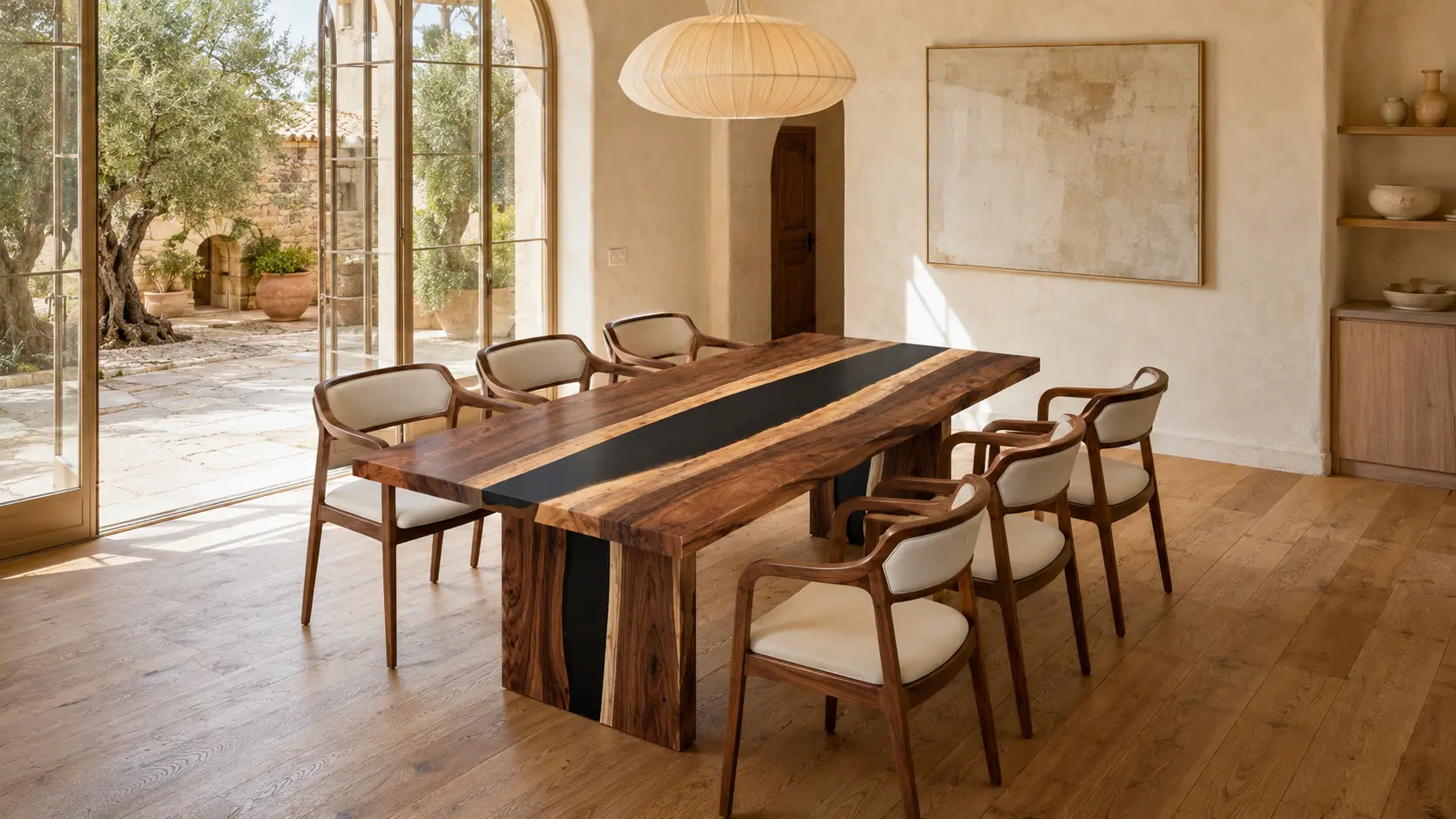 Custom Walnut Black River Dining Table WDT021