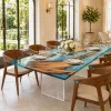 Custom Walnut Ocean Blue Ocean & Beach Dining Table WDT028