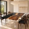 Custom Walnut Black Live Edge Dining Table WDT036