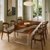 Custom Walnut Crystal Clear Live Edge Dining Table WDT040