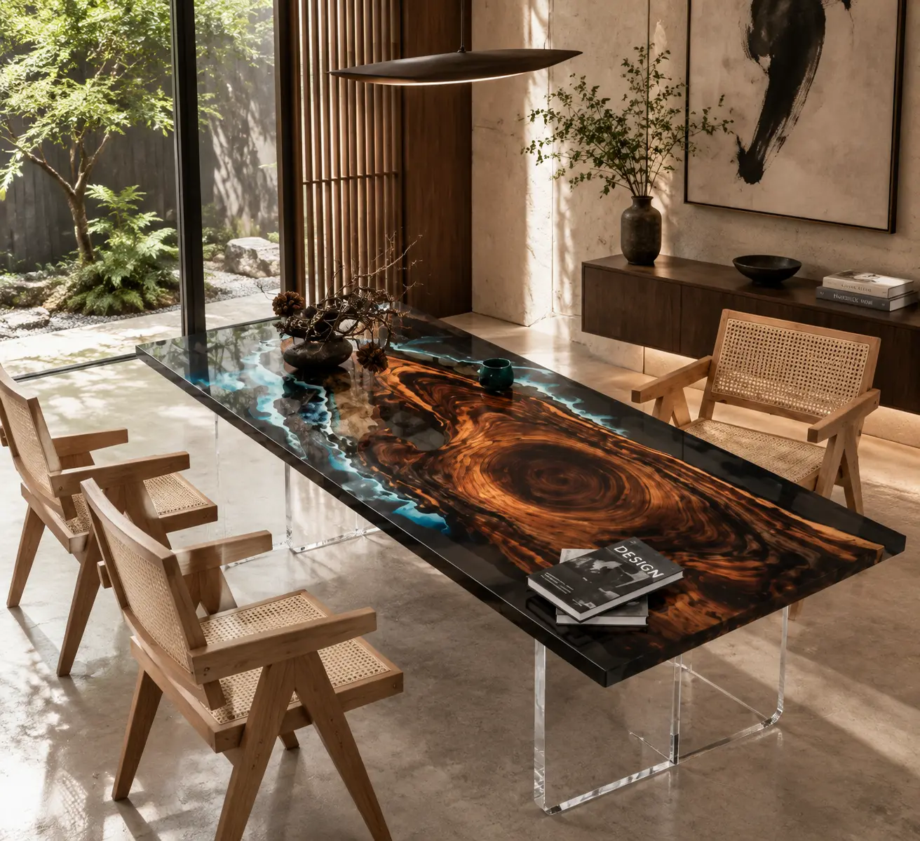 Custom Walnut Galaxy Live Edge Dining Table WDT042