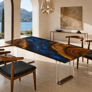 Custom Walnut Galaxy Live Edge Dining Table WDT044