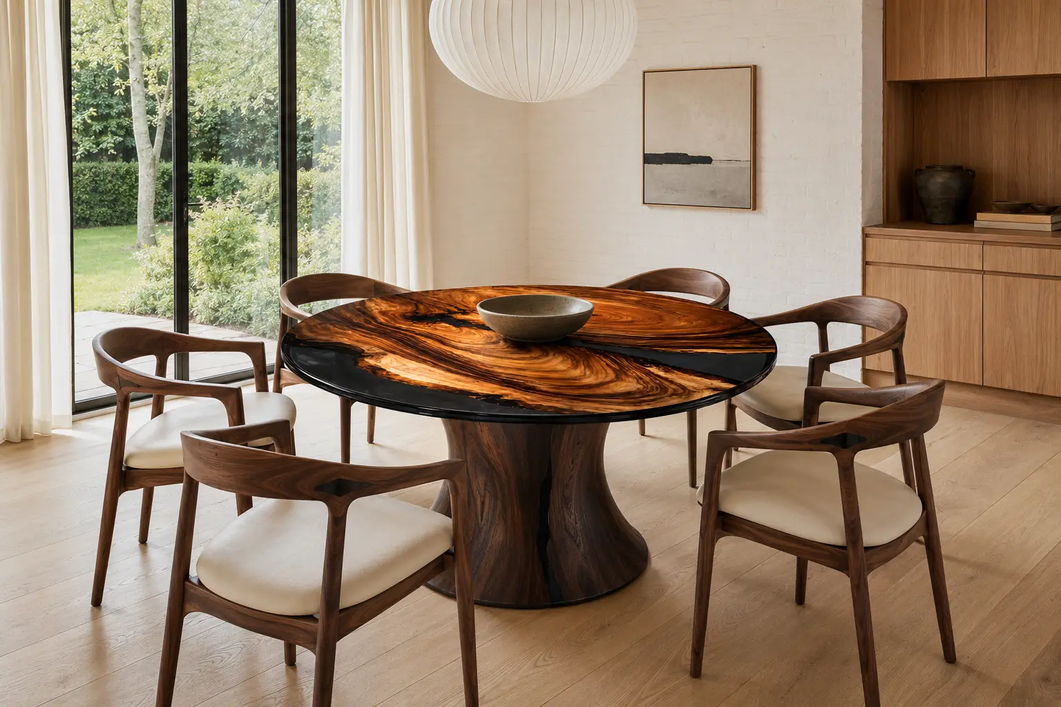 Custom Walnut Black Live Edge Dining Table WDT046