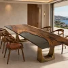 Custom Walnut Grey Live Edge Dining Table WDT048