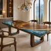 Custom Walnut Ocean Blue Ocean & Beach Dining Table WDT050