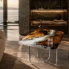 Custom Walnut River Epoxy End Tables with White Epoxy WE003