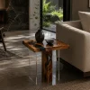 Custom Walnut Live Edge Epoxy End Tables with Black Epoxy WE010