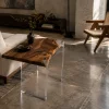 Custom Walnut Live Edge Epoxy End Tables with Crystal Clear Epoxy WE014