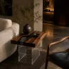 Custom Walnut River Epoxy End Tables with Grey Epoxy WE018