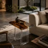 Custom Walnut Live Edge Epoxy End Tables with Crystal Clear Epoxy WE021