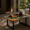 Custom Walnut Live Edge Epoxy End Tables with Crystal Clear Epoxy WE026