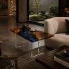 Custom Walnut Live Edge Epoxy End Tables with Galaxy Epoxy WE028