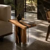 Custom Walnut River Epoxy End Tables with Black Epoxy WE032