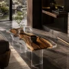 Custom Walnut Live Edge Epoxy End Tables with Crystal Clear Epoxy WE036