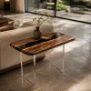 Custom Walnut River Epoxy End Tables with Black Epoxy WE039