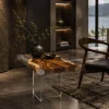 Custom Walnut Live Edge Epoxy End Tables with Crystal Clear Epoxy WE042