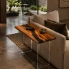 Custom Walnut River Epoxy End Tables with Black Epoxy WE046