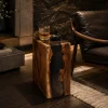 Custom Walnut Live Edge Epoxy End Tables with Black Epoxy WE051
