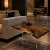 Custom Walnut Live Edge Epoxy End Tables with Crystal Clear Epoxy WE054