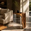 Custom Walnut Live Edge Epoxy End Tables with Crystal Clear Epoxy WE055