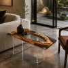 Custom Walnut Live Edge Epoxy End Tables with Crystal Clear Epoxy WE058