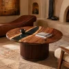 Custom Walnut River Epoxy Coffee Tables with Black Epoxy WECT001