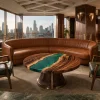 Custom Walnut River Epoxy Coffee Tables with Ocean Blue Epoxy WECT005