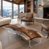 Custom Walnut Live Edge Epoxy Coffee Tables with Crystal Clear Epoxy WECT011