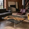 Custom Walnut Live Edge Epoxy Coffee Tables with Grey Epoxy WECT012
