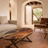 Custom Walnut Live Edge Epoxy Coffee Tables with Black Epoxy WECT017