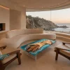 Custom Walnut Ocean & Beach Epoxy Coffee Tables with Ocean Blue Epoxy WECT018