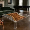 Custom Walnut Live Edge Epoxy Coffee Tables with Crystal Clear Epoxy WECT026