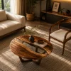 Custom Walnut River Epoxy Coffee Tables with Crystal Clear Epoxy WECT034