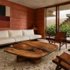 Custom Walnut Live Edge Epoxy Coffee Tables with Black Epoxy WECT043