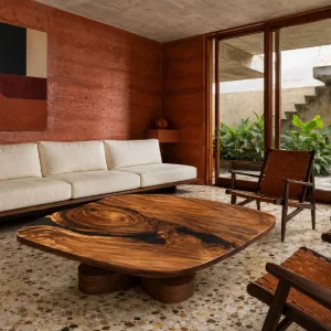 Custom Walnut Live Edge Epoxy Coffee Tables with Black Epoxy WECT043
