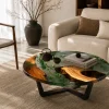 Custom Walnut Live Edge Epoxy Coffee Tables with Crystal Clear Epoxy WECT050