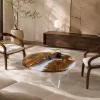 Custom Walnut River Epoxy Coffee Tables with White Epoxy WECT051