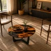 Custom Walnut Live Edge Epoxy Coffee Tables with Black Epoxy WECT054