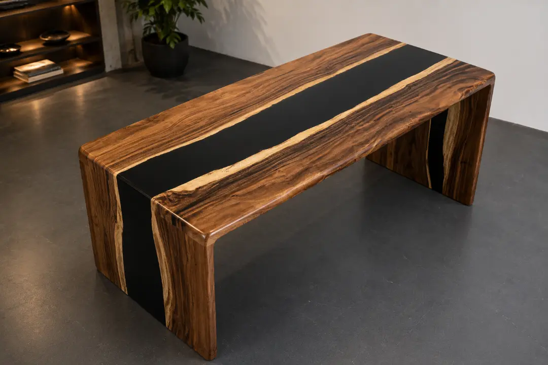 Waterfall River Table Walnut with Black Epoxy | WWF002