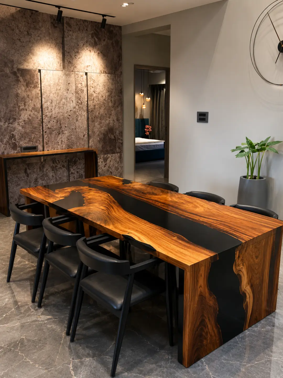Waterfall River Table Walnut with Black Epoxy | WWF006