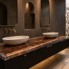 Custom Walnut Epoxy Bathroom Countertop with Crystal Clear Epoxy BTC018