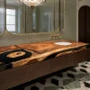 Custom Walnut Live Edge Epoxy Bathroom Countertop with Black Epoxy BTC026