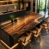 Handcrafted Epoxy Kitchen Countertop with Walnut and Grey epoxy resin in a Live Edge design SKU EKT001